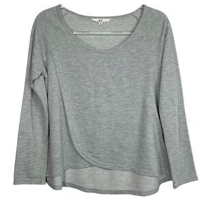 Jack Heathered Gray French Terry Tulip Hem Long Sleeve Top Small